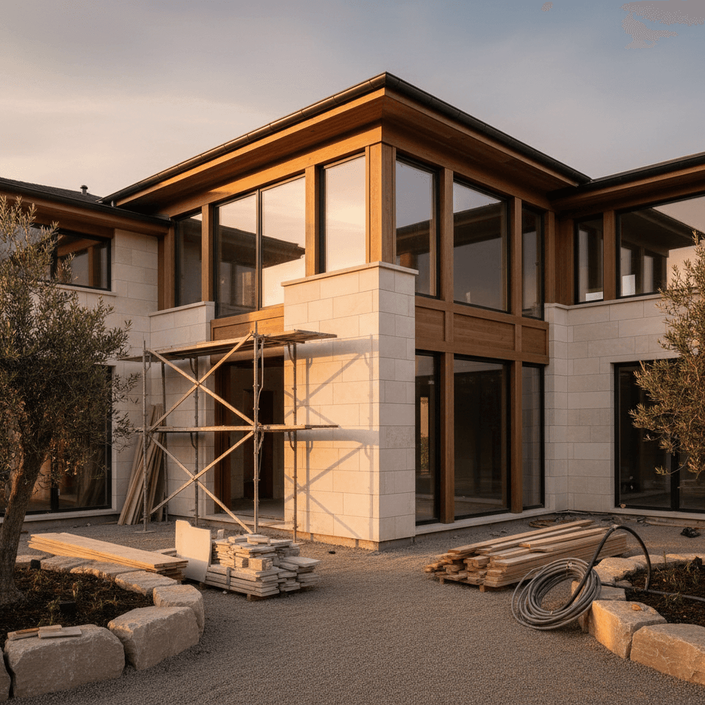 Luxury custom home under construction
