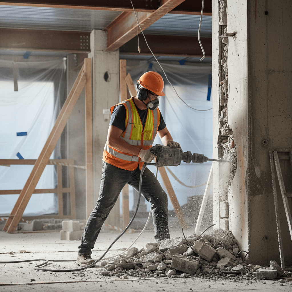 Interior demolition and removal work in progress