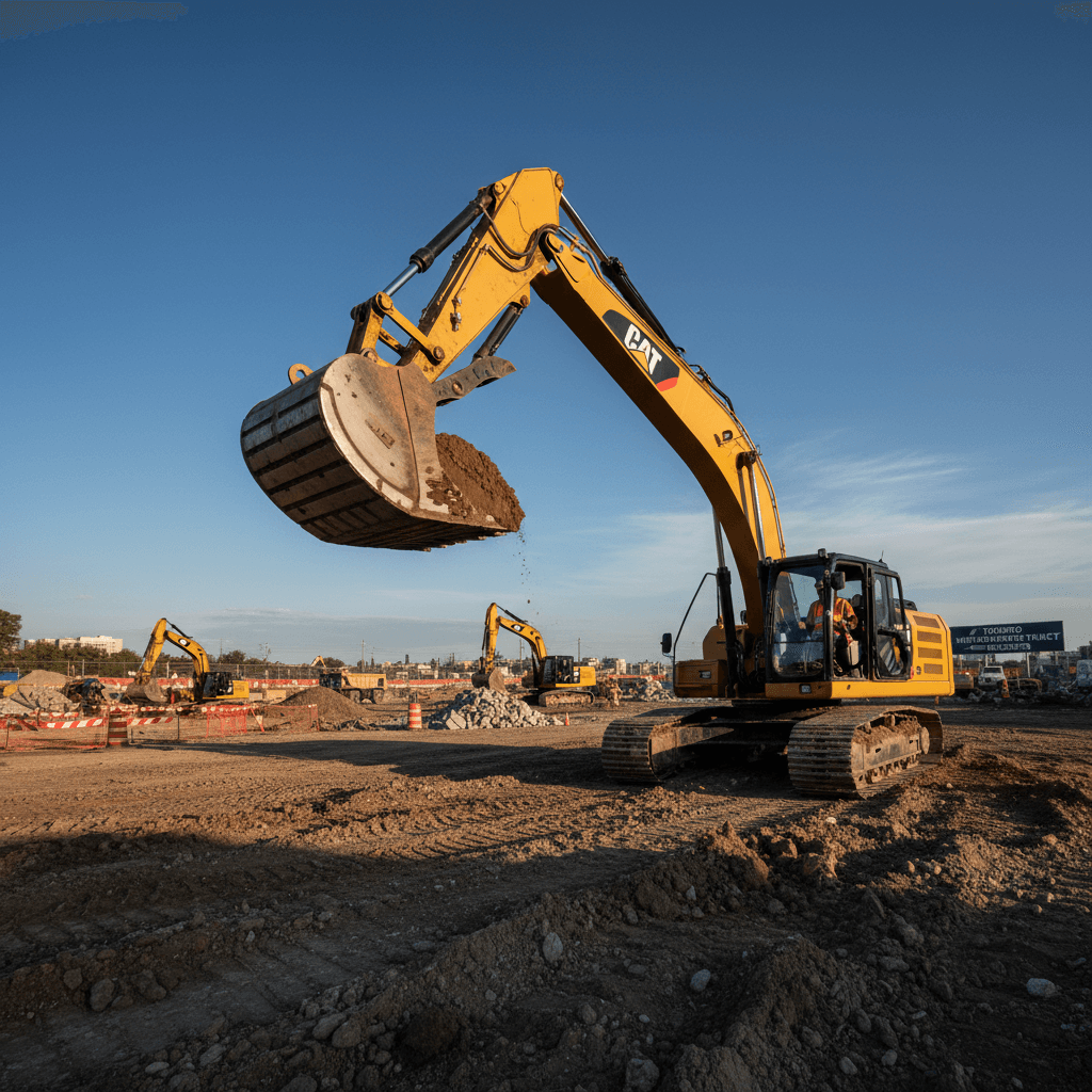 Excavation project with heavy machinery