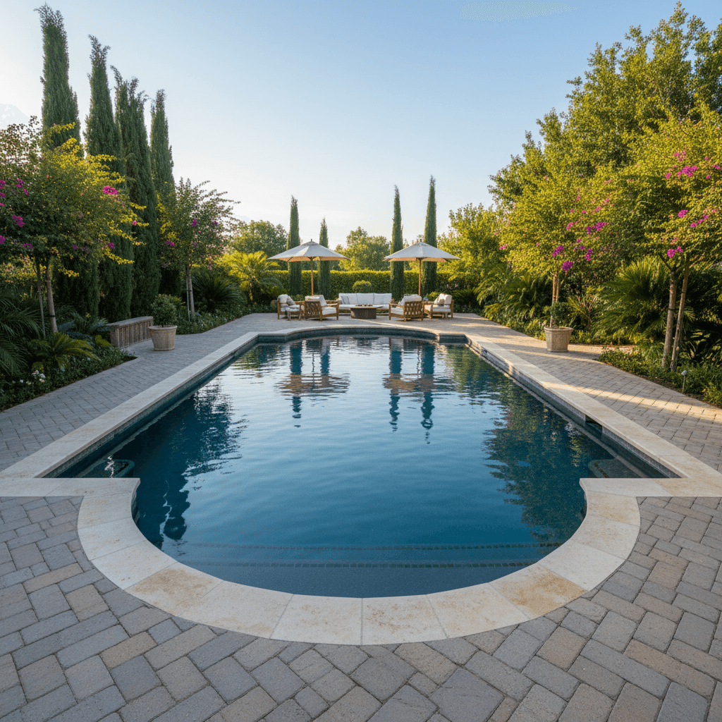 Completed luxury pool and backyard landscape design