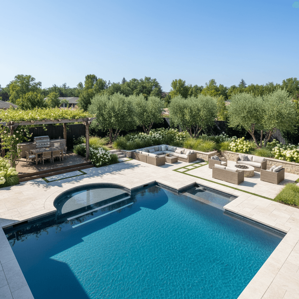 Completed pool and landscaping project
